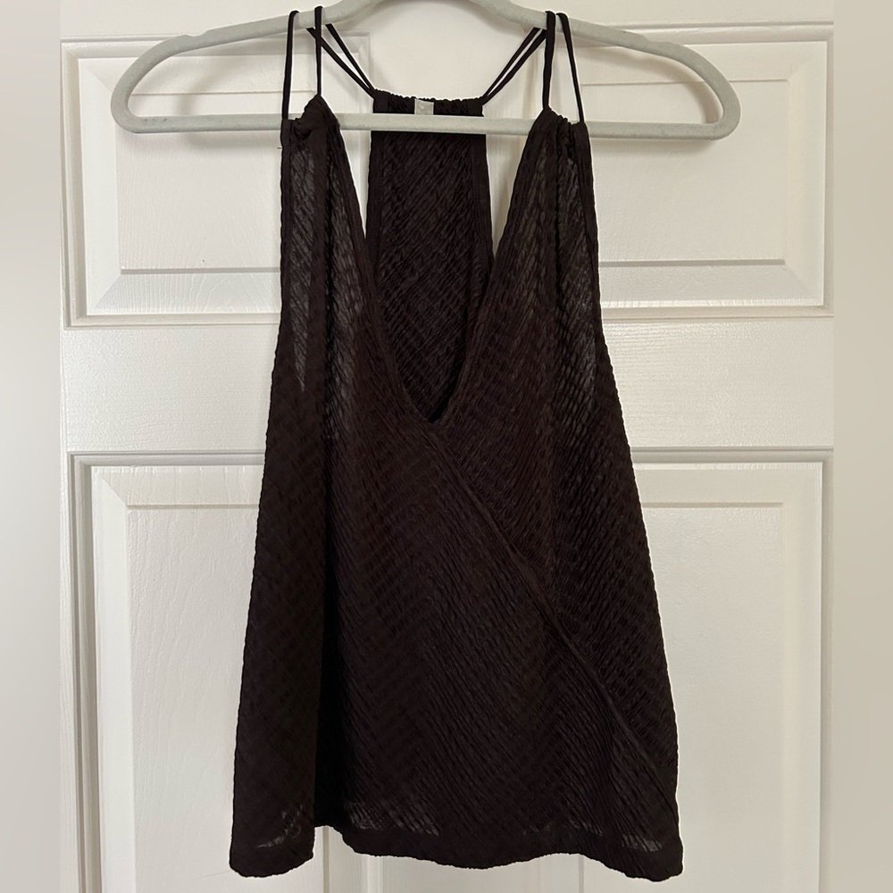 Free People Rich Brown Textured Top